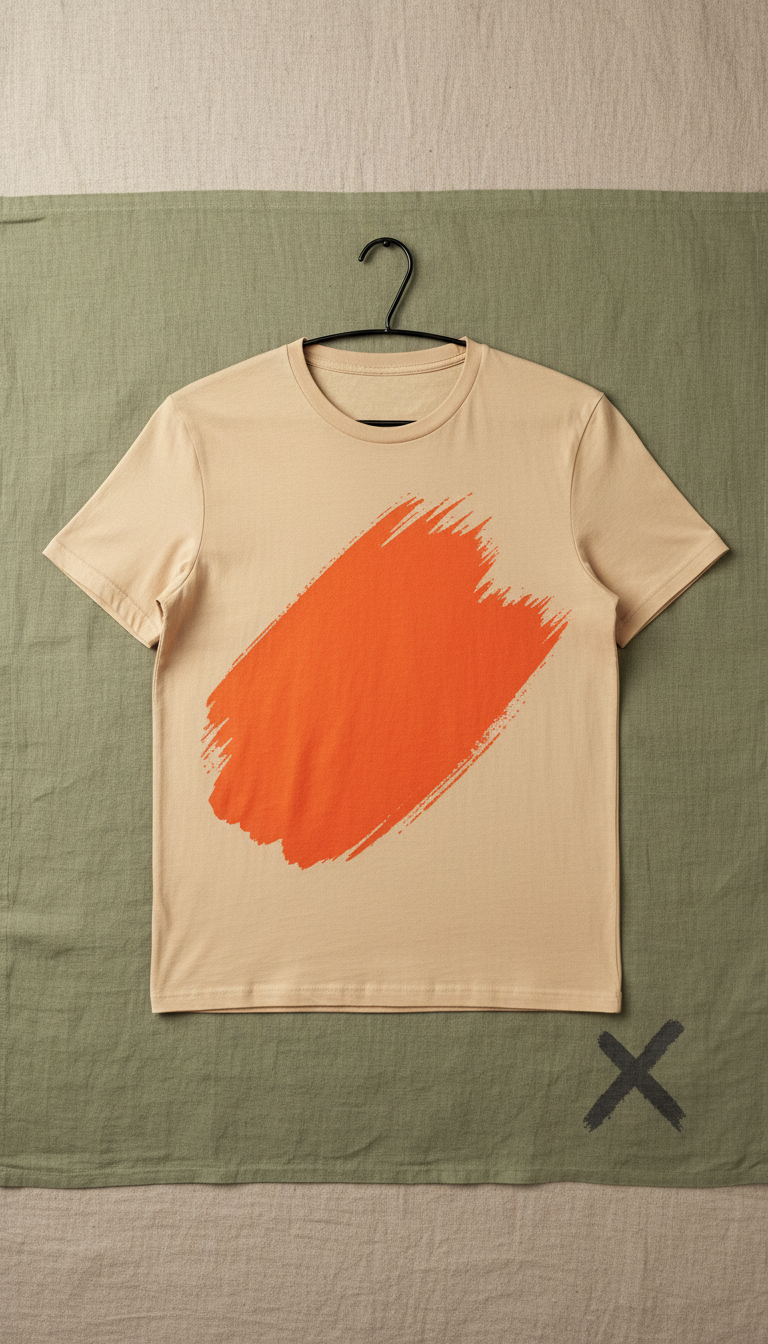 Vivid Orange Brushstroke Graphic Tee