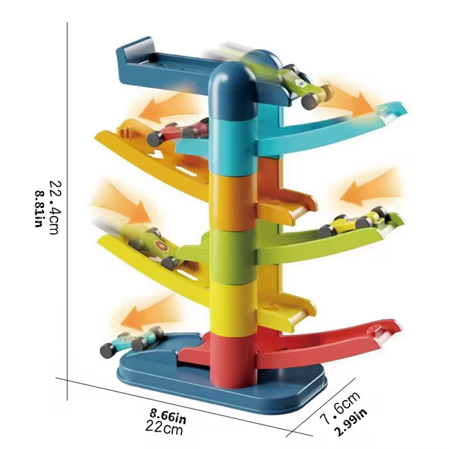 RedF Cartoon Puzzle Children'S Gliding Track Car Mini Car Inertia Girl Baby 3-Year-Old Boy Toy Multi Layer Cartoon Puzzle Slide Car