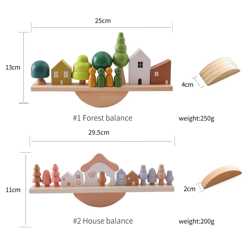 RedF Sensory Toys Stacking Toys For Baby Forest Houses Replica Wooden Forest Blocks Early Childhood Education Game Gift