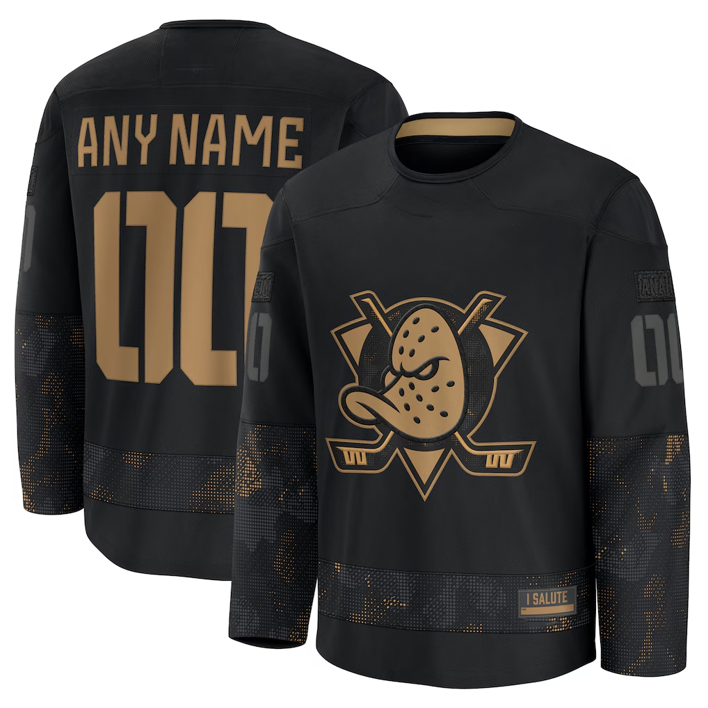 RedF Custom A.Ducks Black 2024 Military Appreciation Practice Jerseys