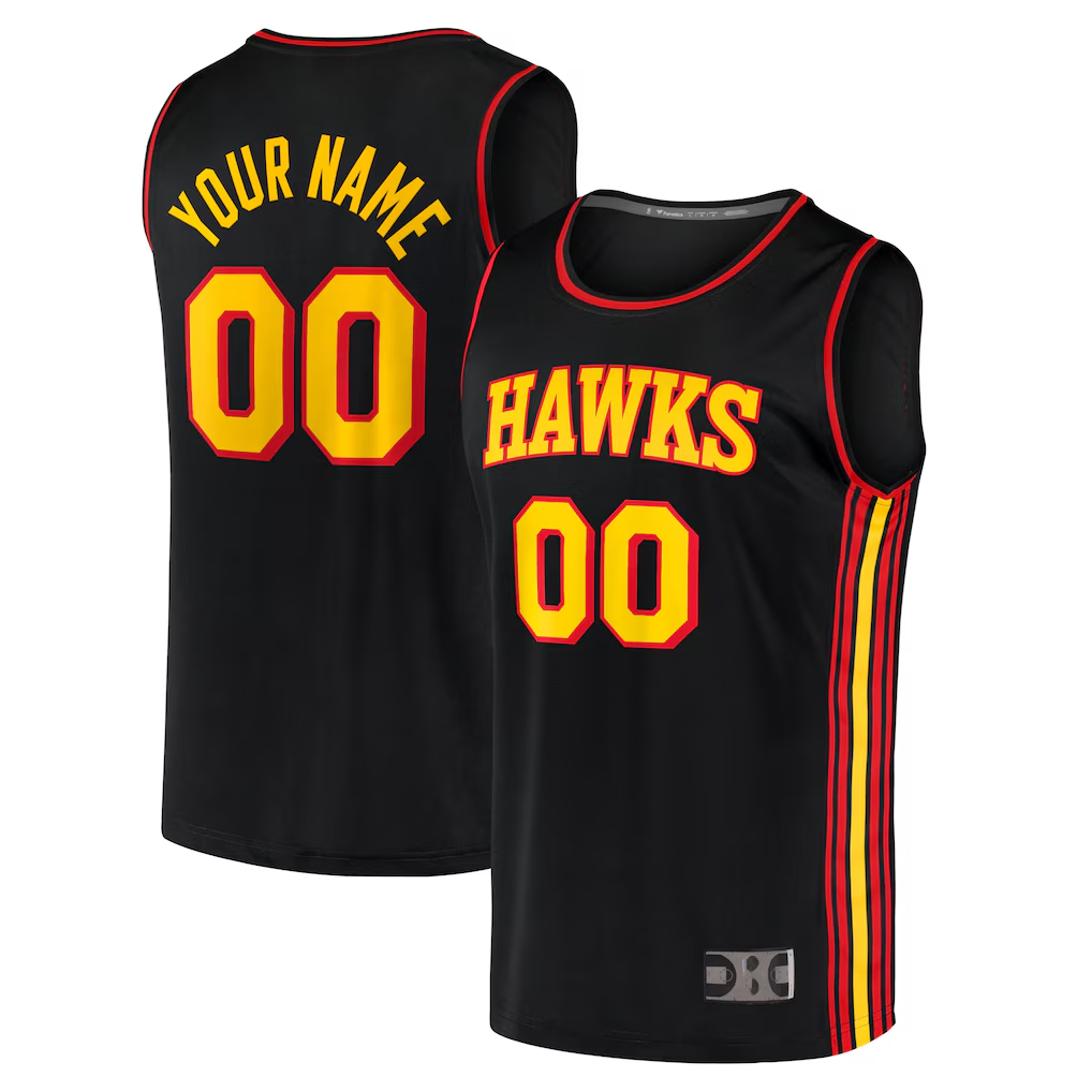 RedFS Custom A.Hawks Black Fast Break Replica Jerseys - Statement Edition