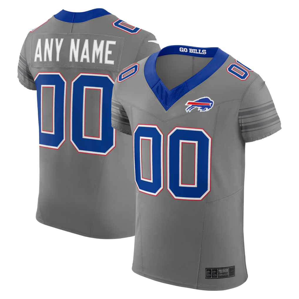 RedF Custom B.Bills Gray Nickel City Vapor F.U.S.E. Custom Elite Stitched Jerseys
