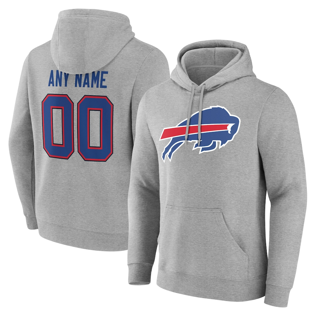 RedF Custom B.Bills Gray Team Authentic Personalized Name & Number Hoodie Stitched Jerseys