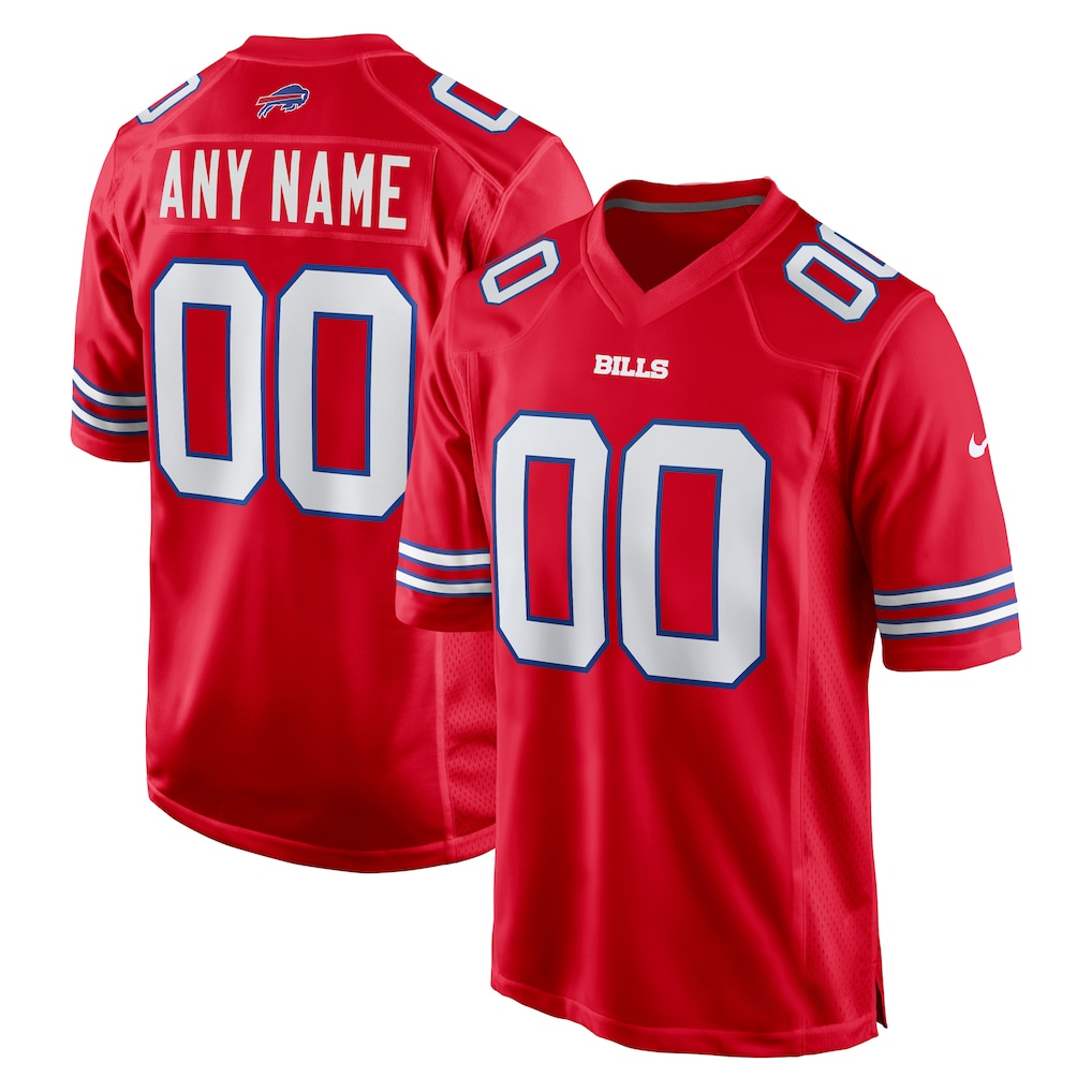 RedF Custom B.Bills Red Alternate Game Stitched Jerseys