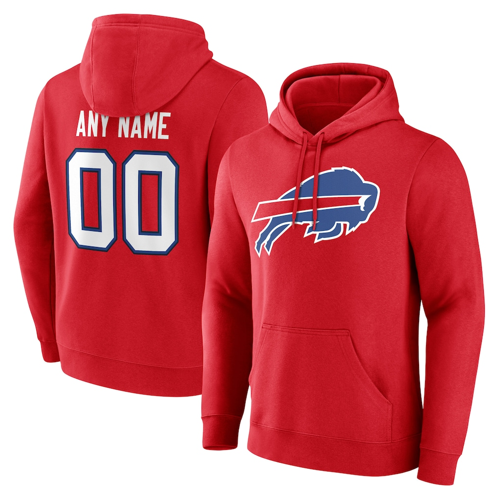 RedF Custom B.Bills Red Team Authentic Personalized Name & Number Hoodie Stitched Jerseys