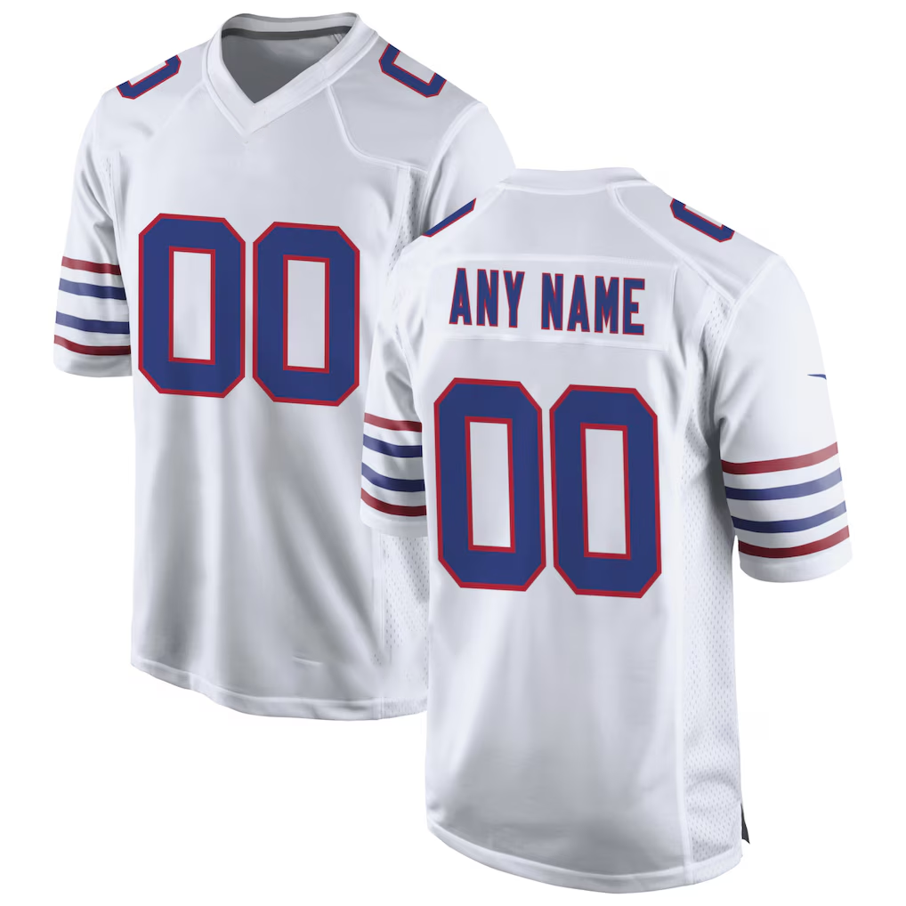 RedF Custom B.Bills White Alternate Game Stitched Jerseys