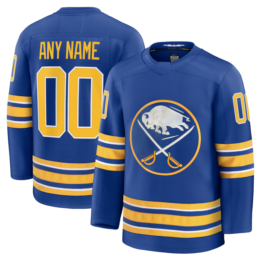 RedF Custom B.Sabres Royal Home Premium Stitched Jerseys