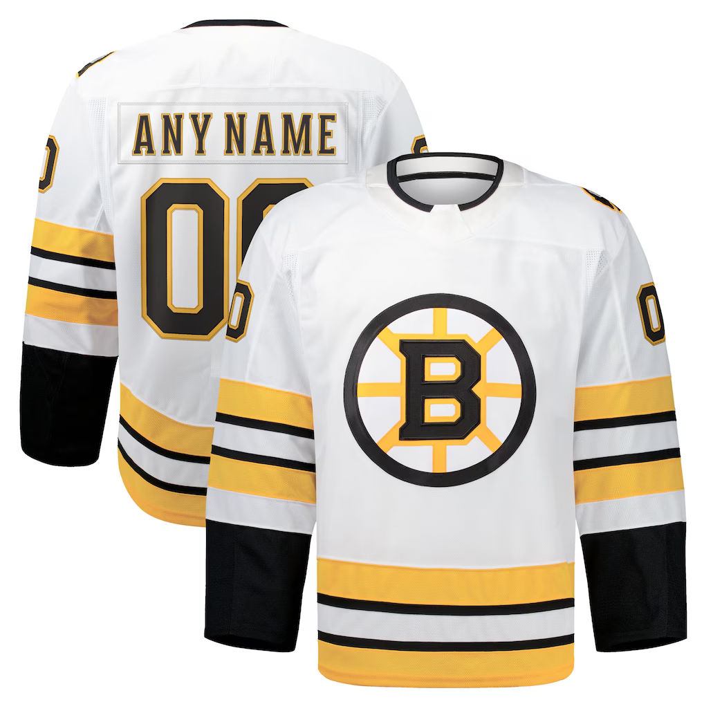 RedF Custom B.Bruins White Away Authentic Pro Stitched Jerseys