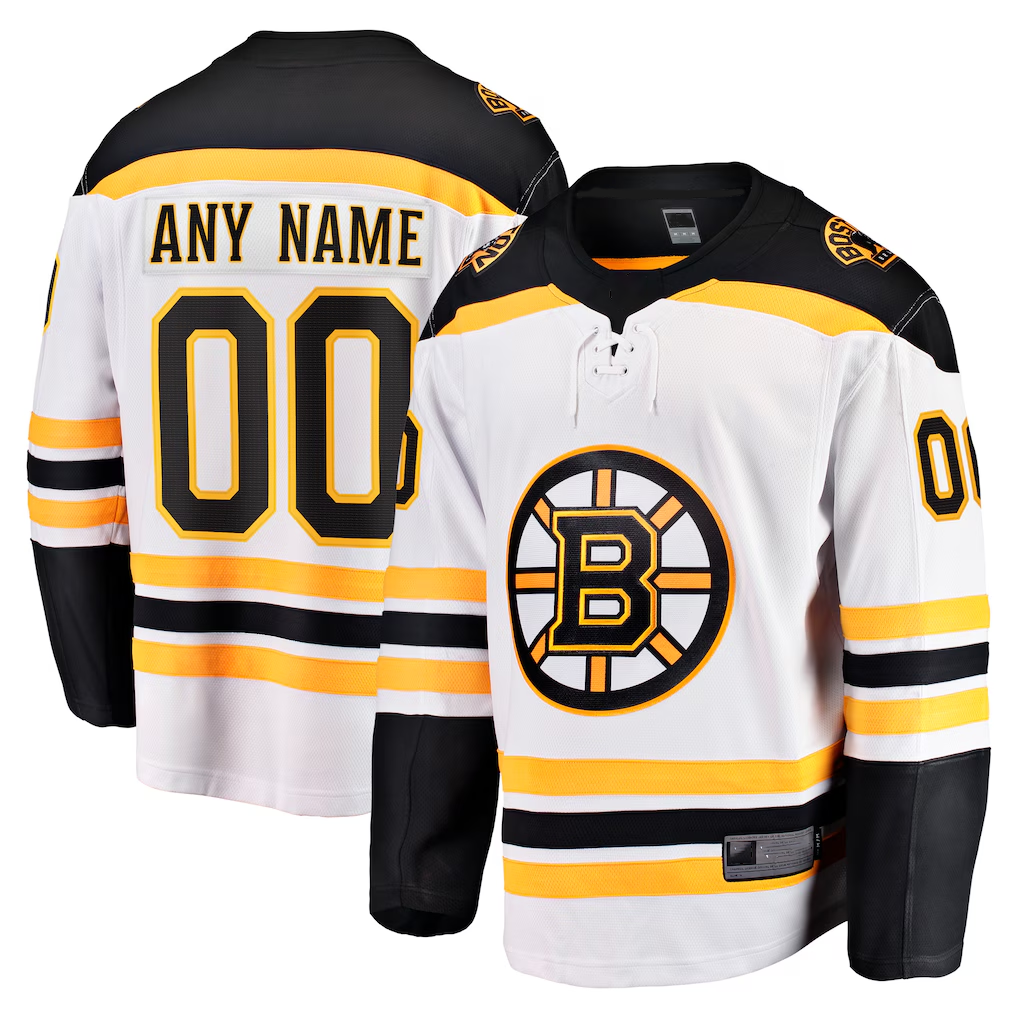 RedF Custom B.Bruins White Away Breakaway Stitched Jerseys