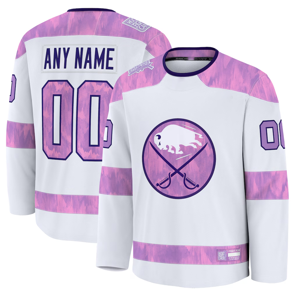 RedF Custom B.Sabres White 2024 Hockey Fights Cancer Practice Stitched Jerseys