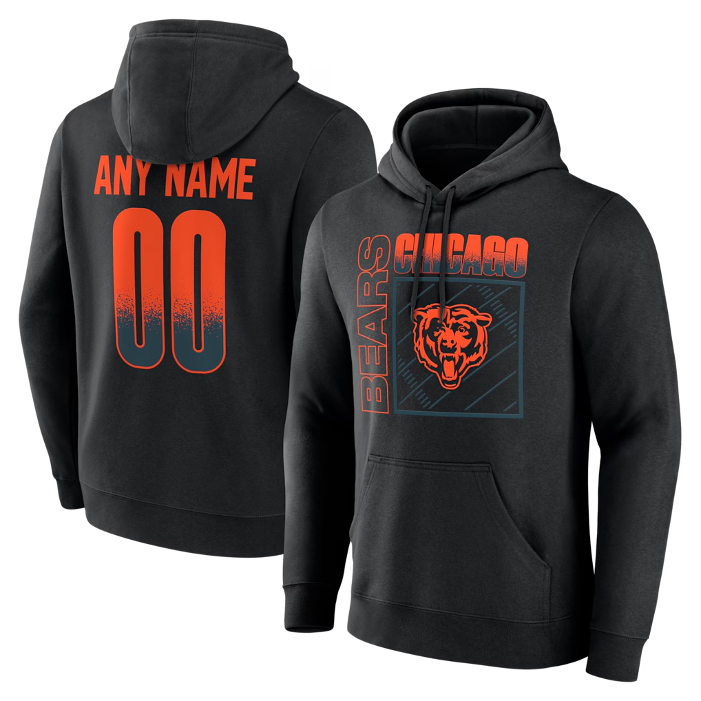 RedF Custom C.Bears Black Home Field Pop Personalized Name Number Hoodie Stitched Jerseys