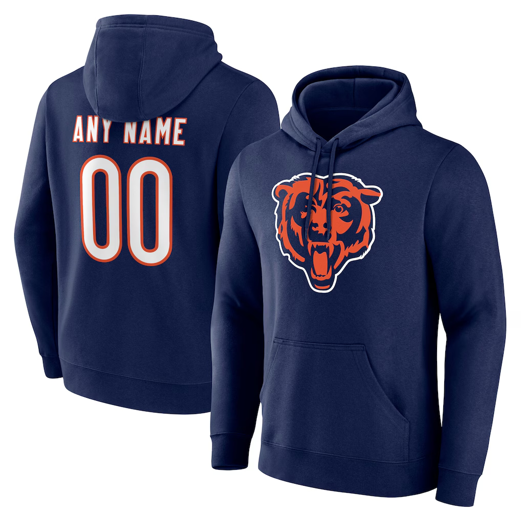 RedF Custom C.Bears Navy Big & Tall Team Authentic Hoodie Stitched Jerseys