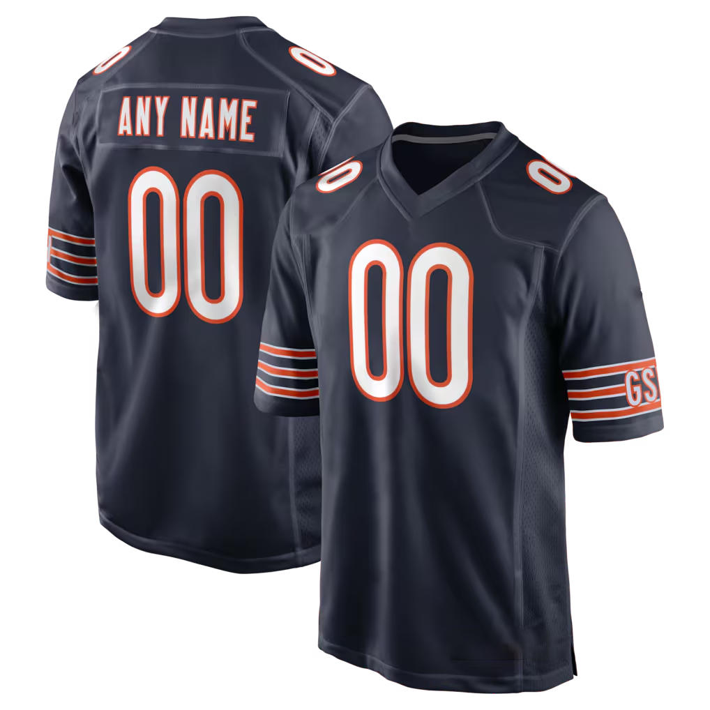RedF Custom C.Bears Navy Custom Game Stitched Jerseys