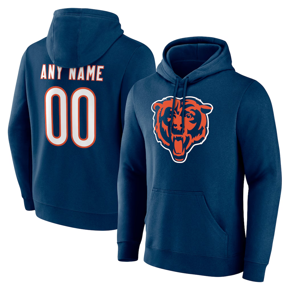 RedF Custom C.Bears Navy Team Authentic Personalized Name & Number Hoodie Stitched Jerseys