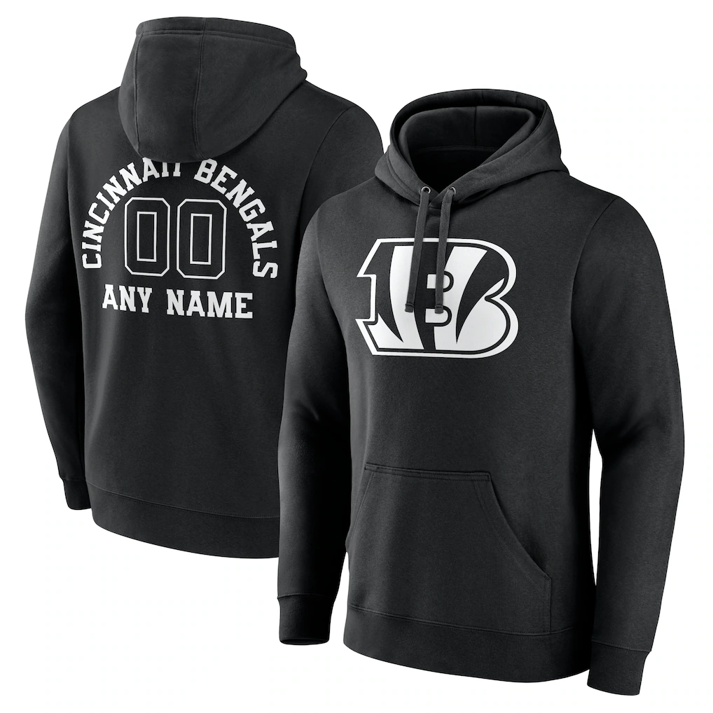 RedF Custom C.Bengals Black Personalized Name & Number Pullover Hoodie Stitched Jerseys