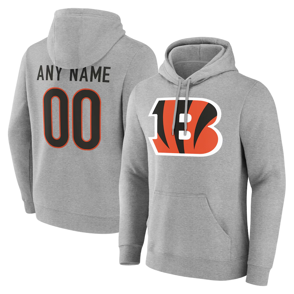 RedF Custom C.Bengals Gray Team Authentic Personalized Name & Number Hoodie Stitched Jerseys