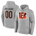 RedF Custom C.Bengals Gray Team Authentic Personalized Name & Number Hoodie Stitched Jerseys