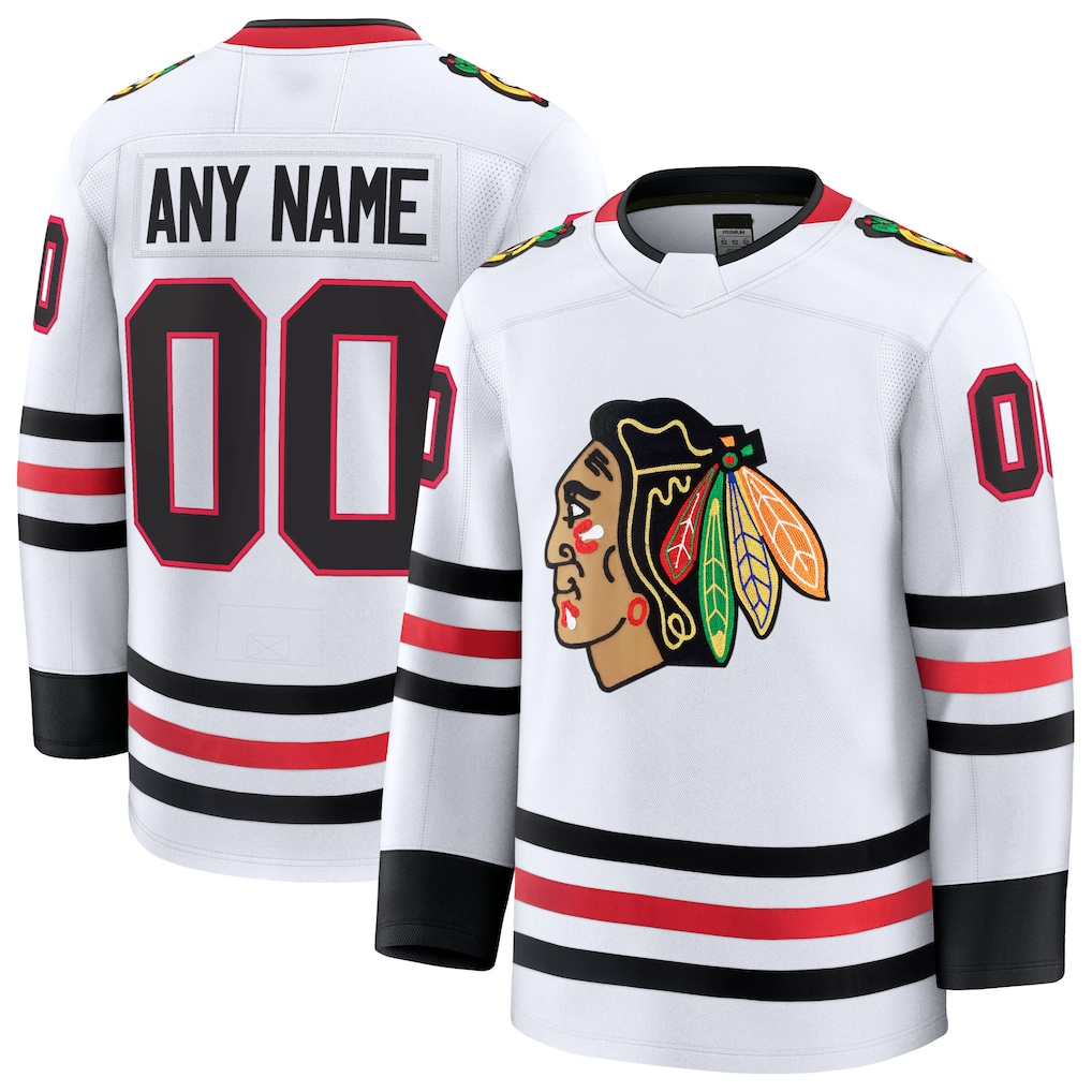RedF Custom C.Blackhawks White Away Premium Jerseys