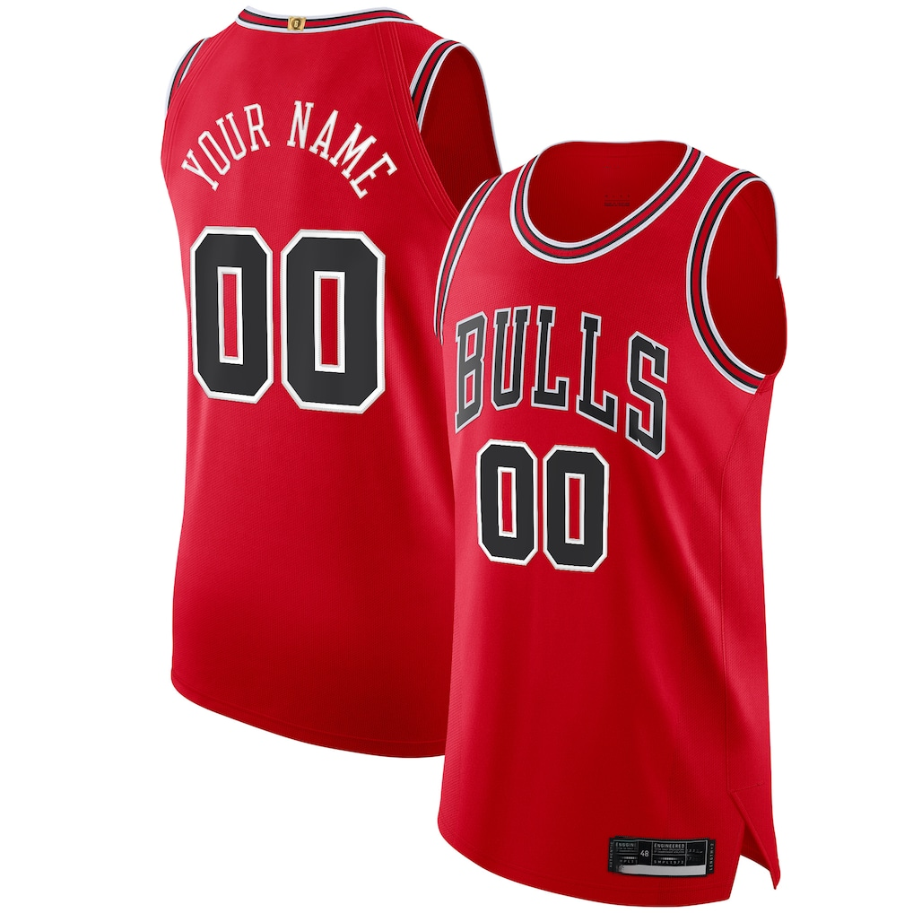 RedFS Custom C.Bulls Red Authentic Jerseys - Icon Edition