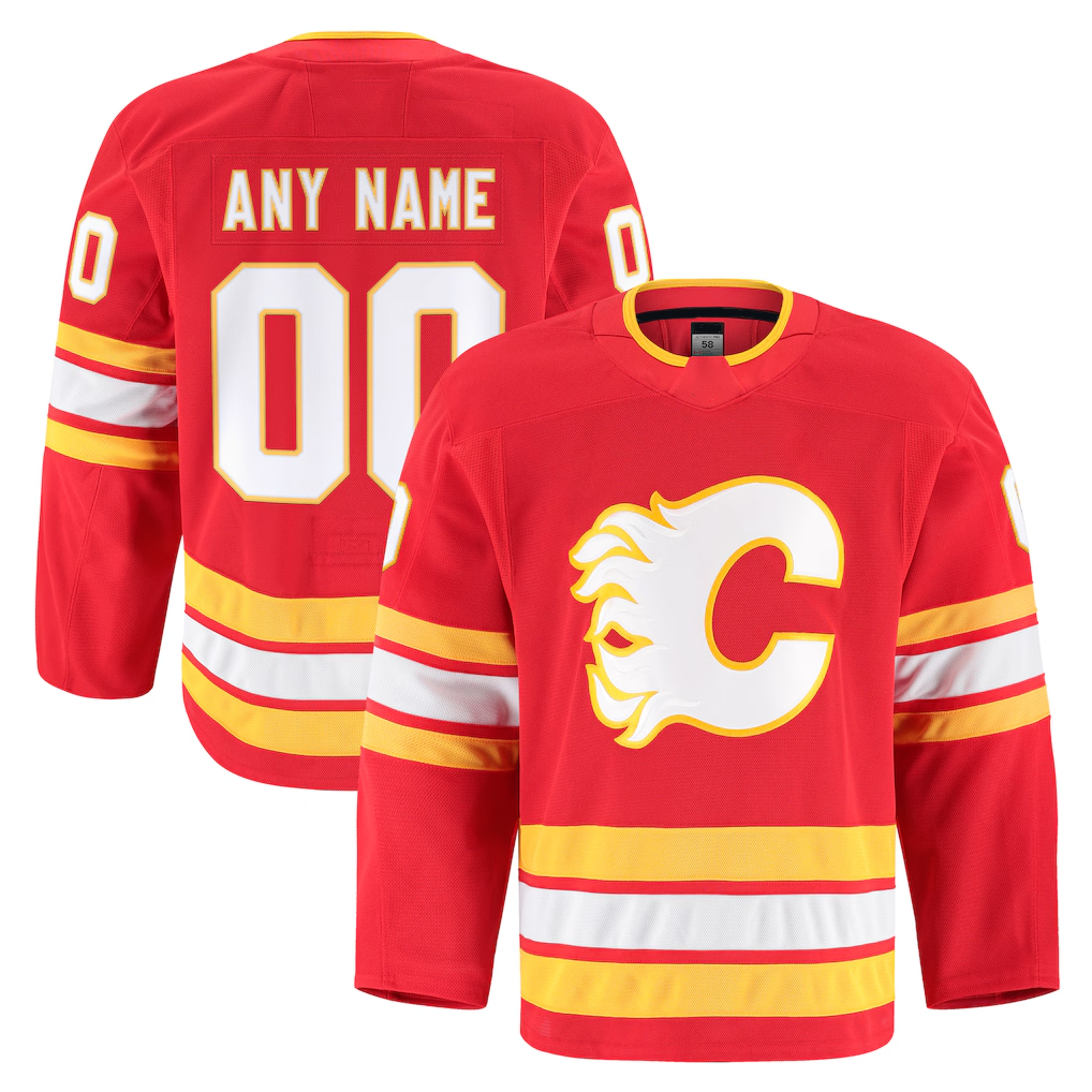 RedF Custom C.Flames Red Home Authentic Pro Jerseys