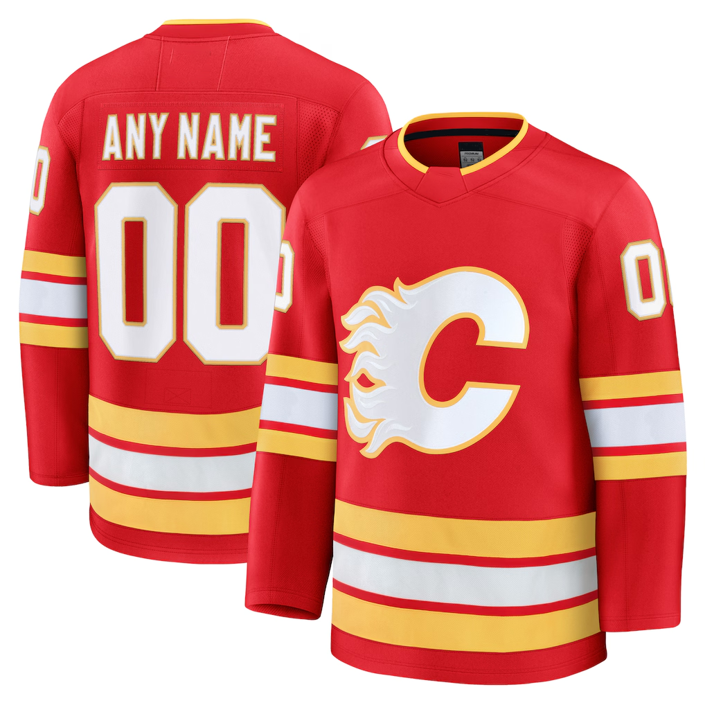 RedF Custom C.Flames Red Home Premium Jerseys