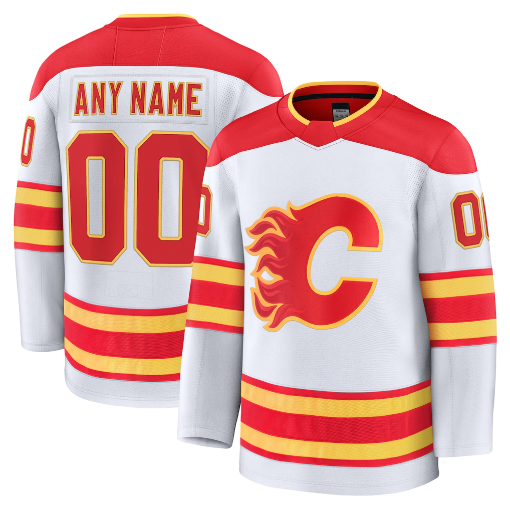 RedF Custom C.Flames White Away Premium Jerseys
