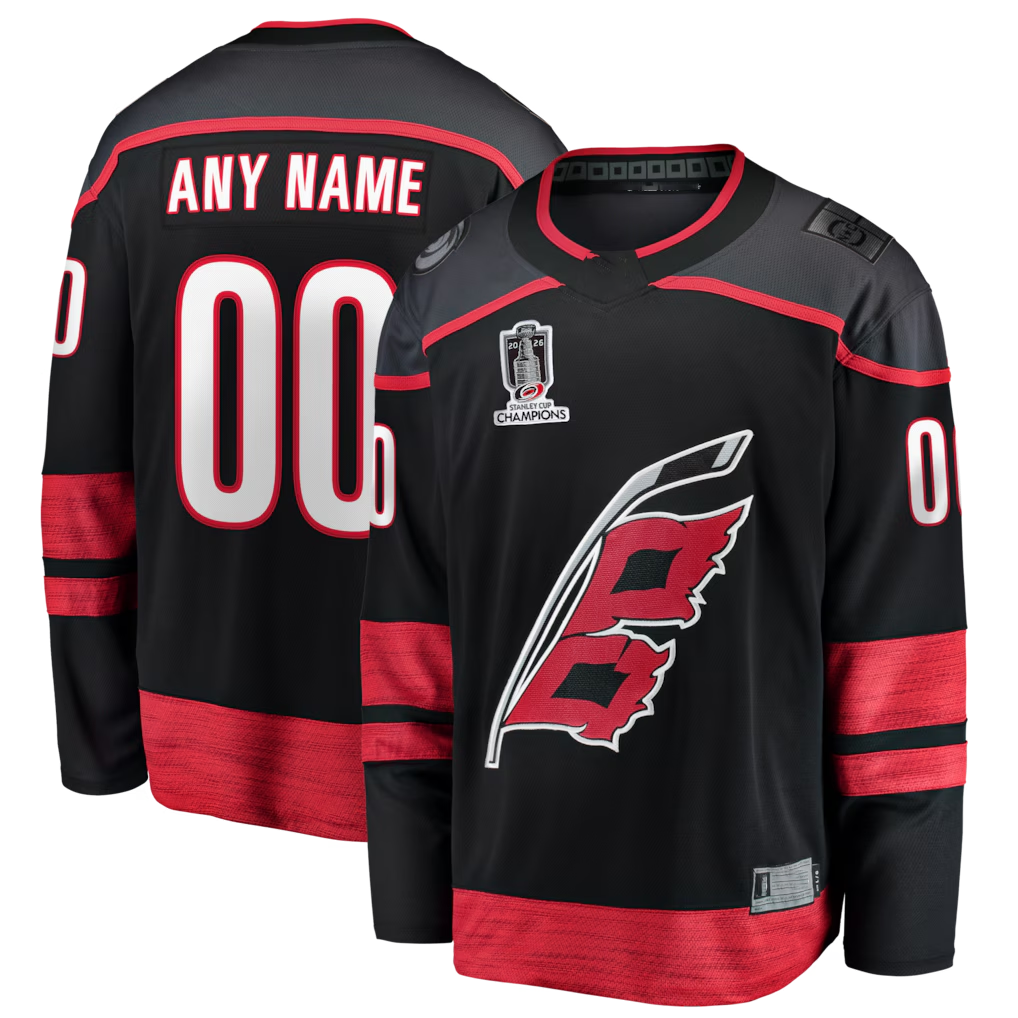 RedF Custom C.Hurricanes Black 2026 Stanley Cup Champions Home Breakaway Custom Stitched Jerseys