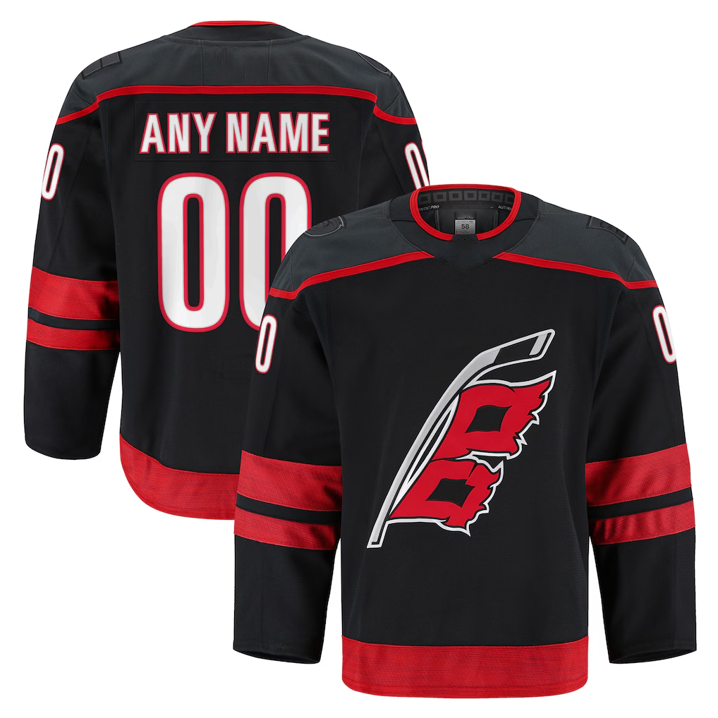 RedF Custom C.Hurricanes Black Home Authentic Pro Stitched Jerseys