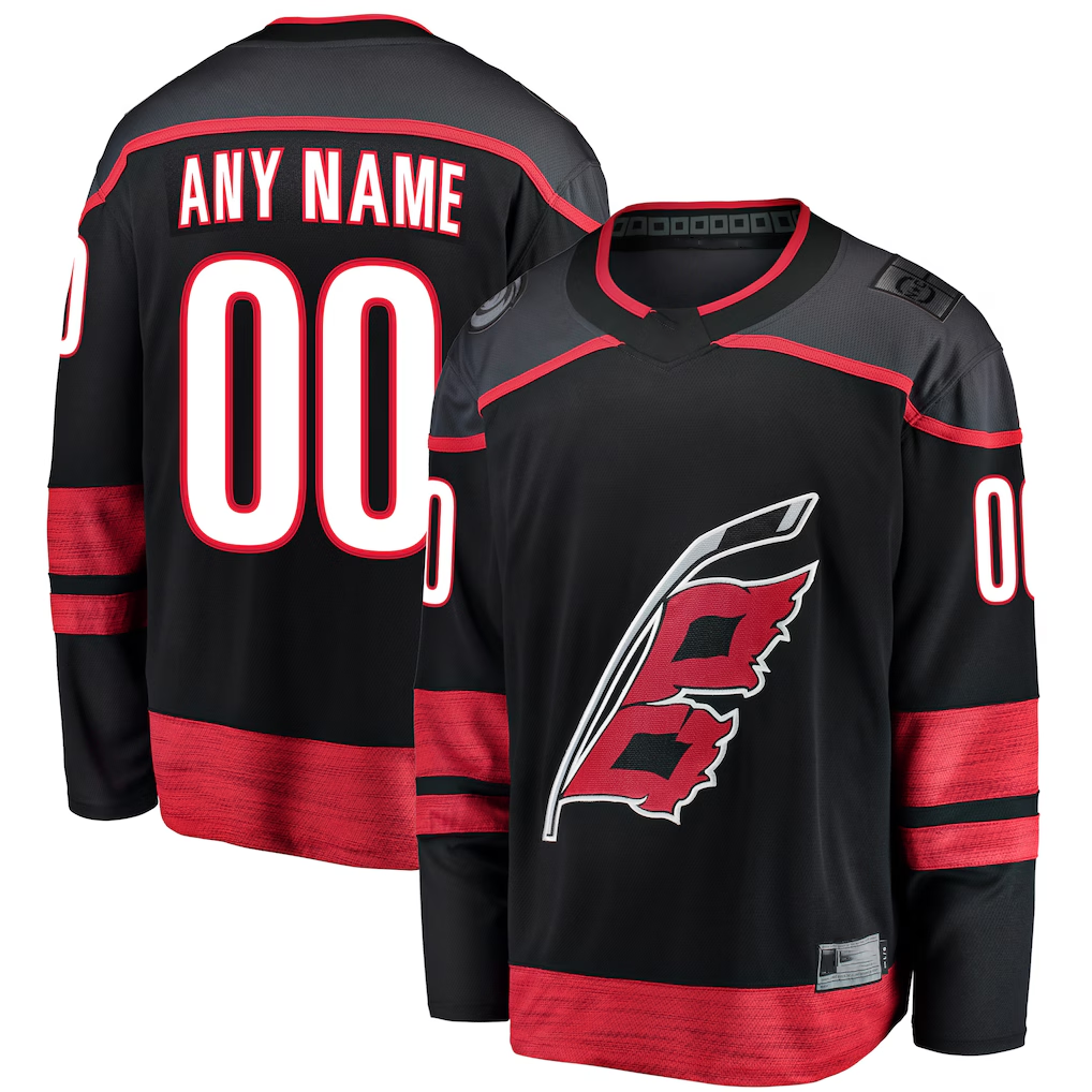 RedF Custom C.Hurricanes Black Home Breakaway Stitched Jerseys