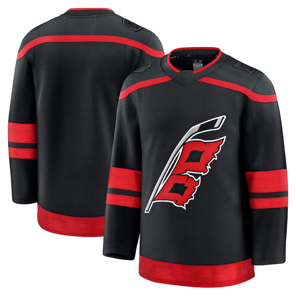 RedF Custom C.Hurricanes Black Home Premium Stitched Jerseys