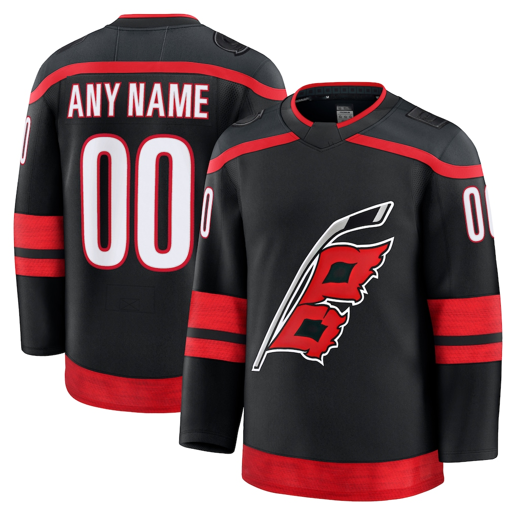 RedF Custom C.Hurricanes Black Home Premium Stitched Jerseys