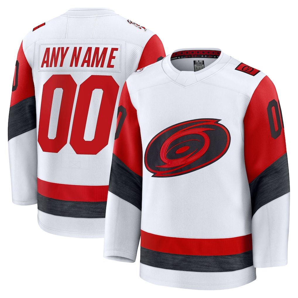 RedF Custom C.Hurricanes White Away Premium Stitched Jerseys