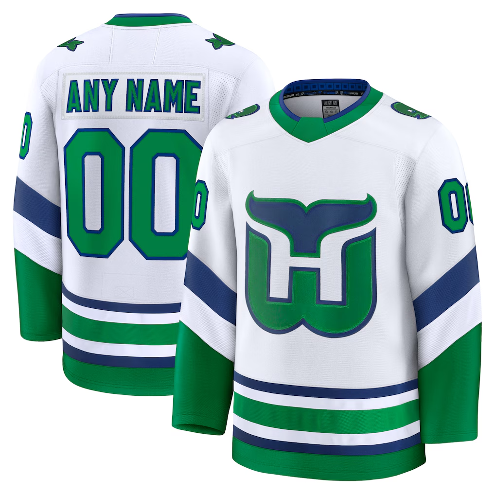 RedF Custom C.Hurricanes White Throwback Premium Stitched Jerseys