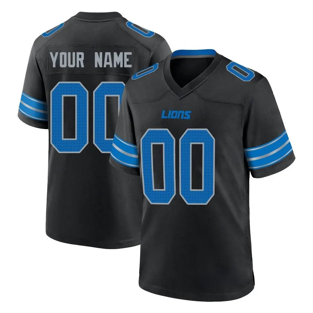 RedF Custom D.Lions Black Alternate Home Game Any Name & Numbers Stitched Jerseys