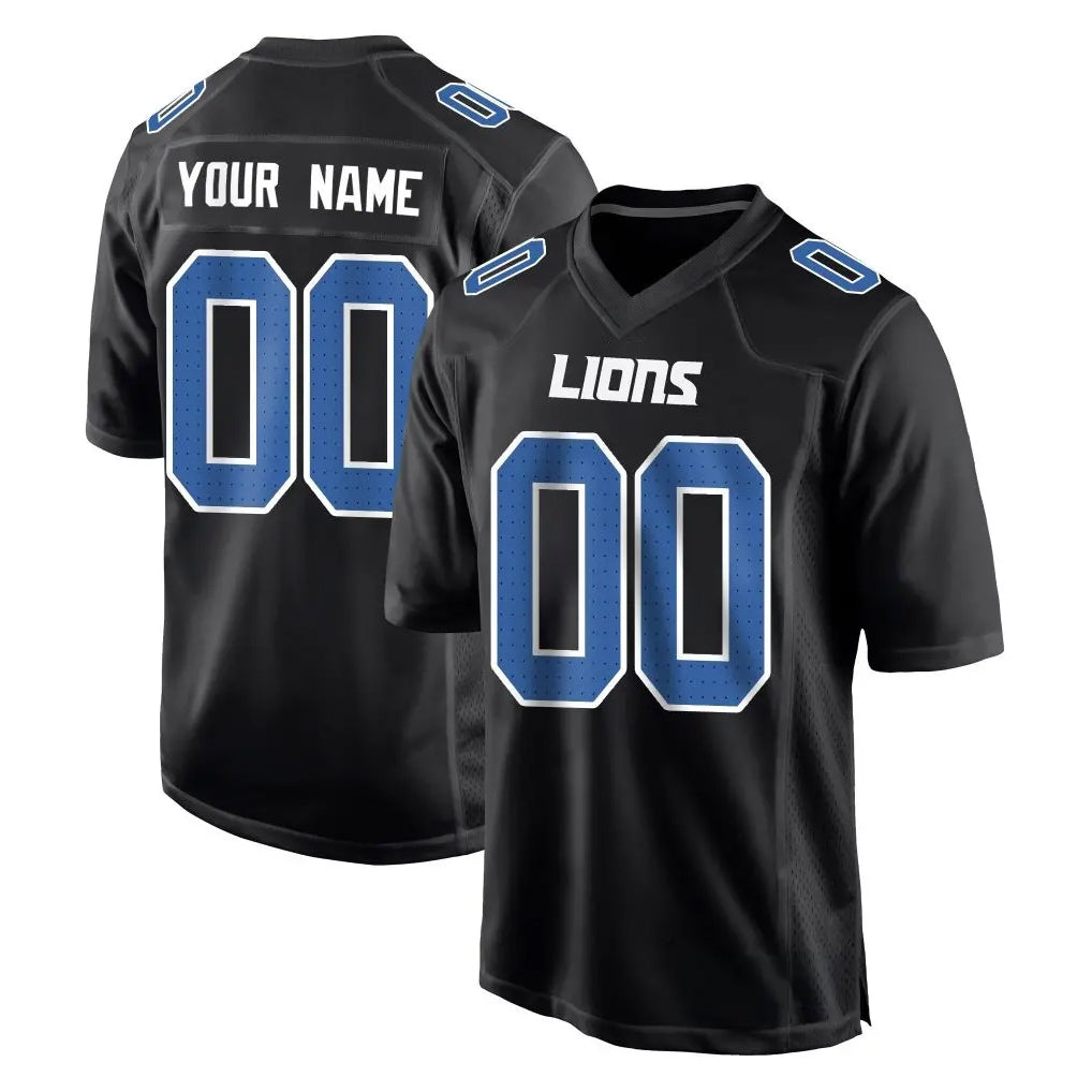 RedF Custom D.Lions Black Fashion Home Game Any Name & Numbers Stitched Jerseys