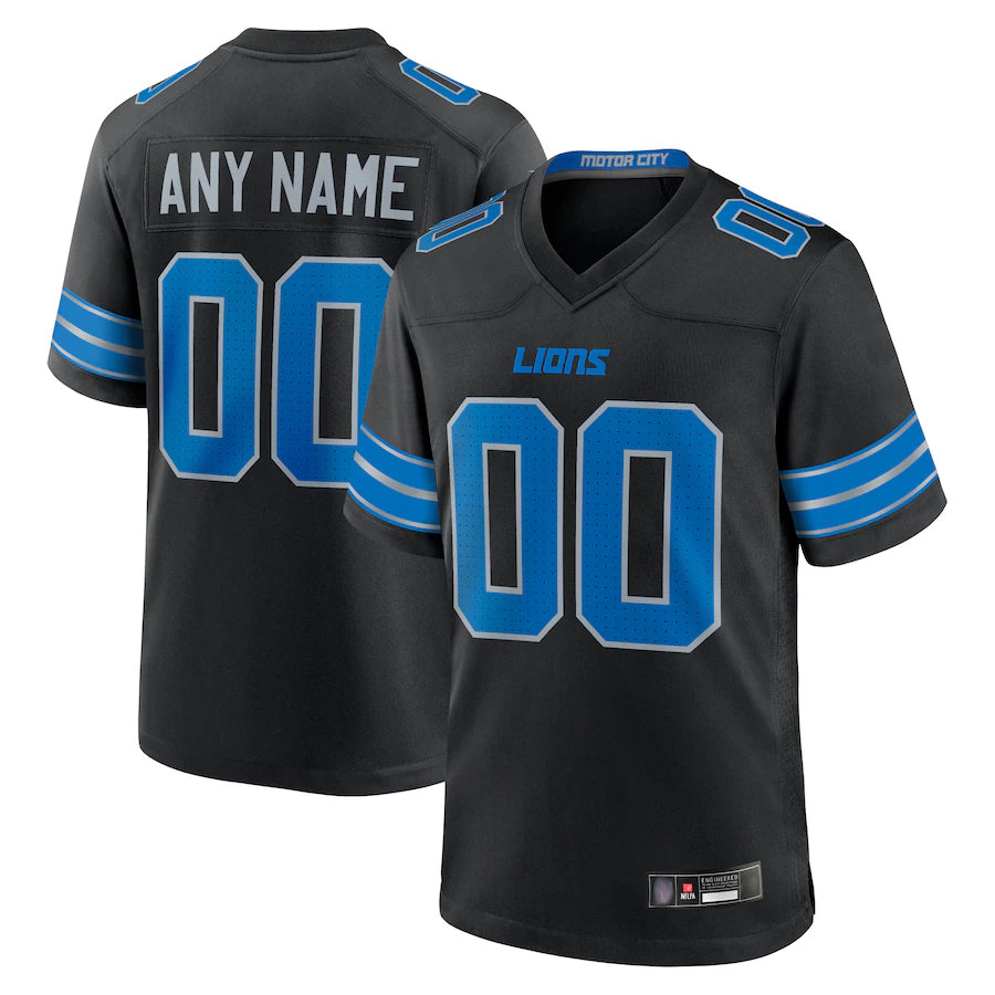 RedF Custom D.Lions Black Home Game Stitched Jerseys