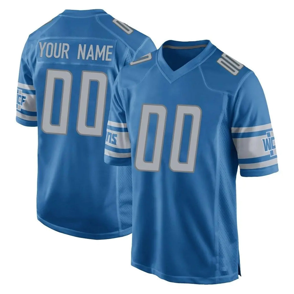 RedF Custom D.Lions Blue Home Game Any Name & Numbers Stitched Jerseys