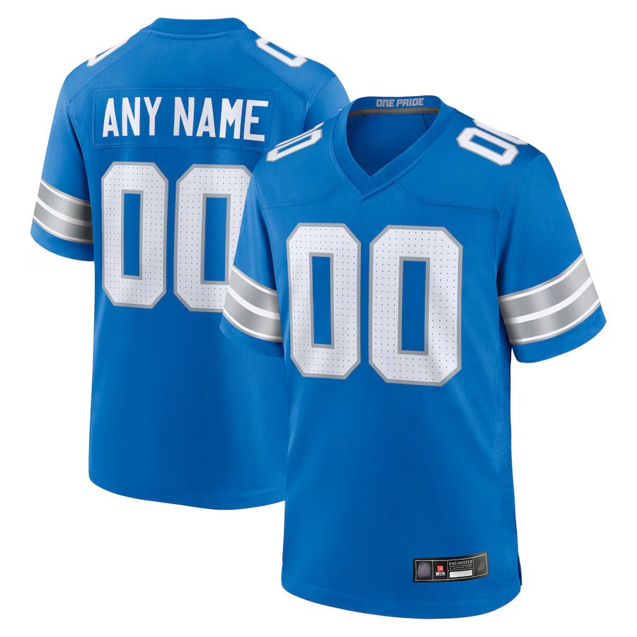 RedF Custom D.Lions Blue Home Game Stitched Jerseys