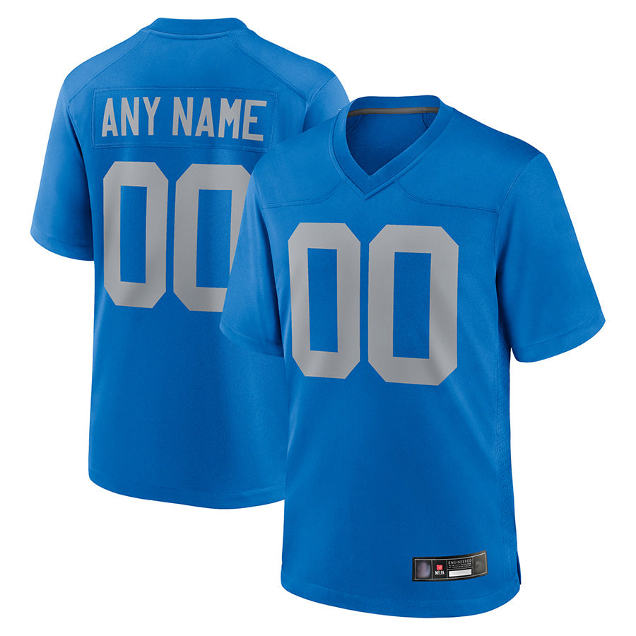 RedF Custom D.Lions Blue Limted Game Alternate Stitched Jerseys