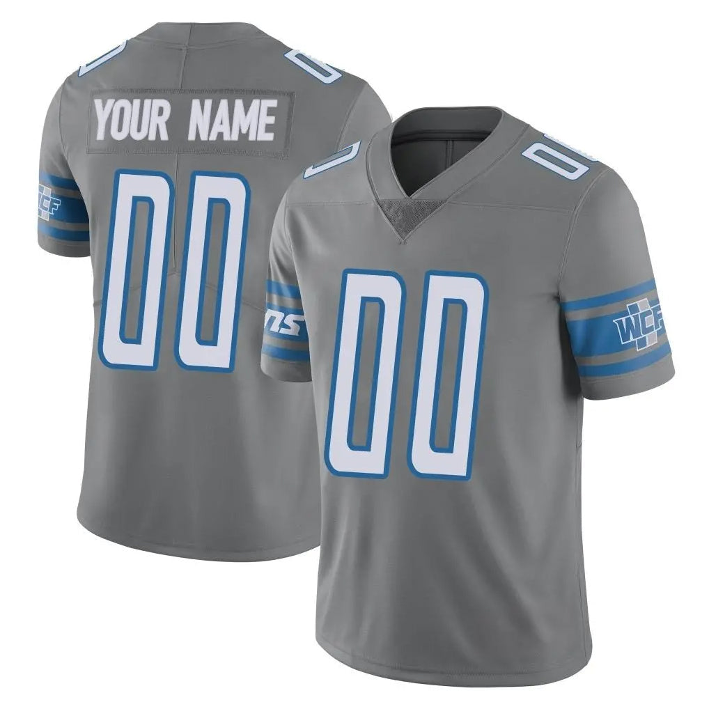 RedF Custom D.Lions Gray Vapor Untouchable Limited Home Game Any Name & Numbers Stitched Jerseys