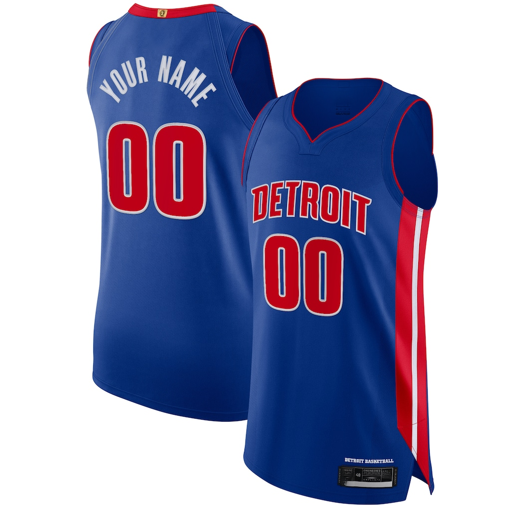 RedFS Custom D.Pistons Blue Authentic Jerseys - Icon Edition