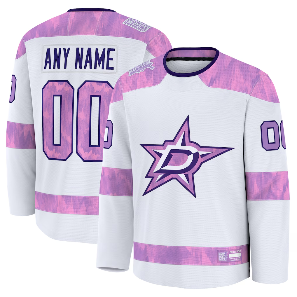 RedF Custom D.Stars White 2024 Hockey Fights Cancer Practice Jerseys