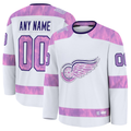 RedF Custom DR.Wings White 2024 Hockey Fights Cancer Practice Jerseys