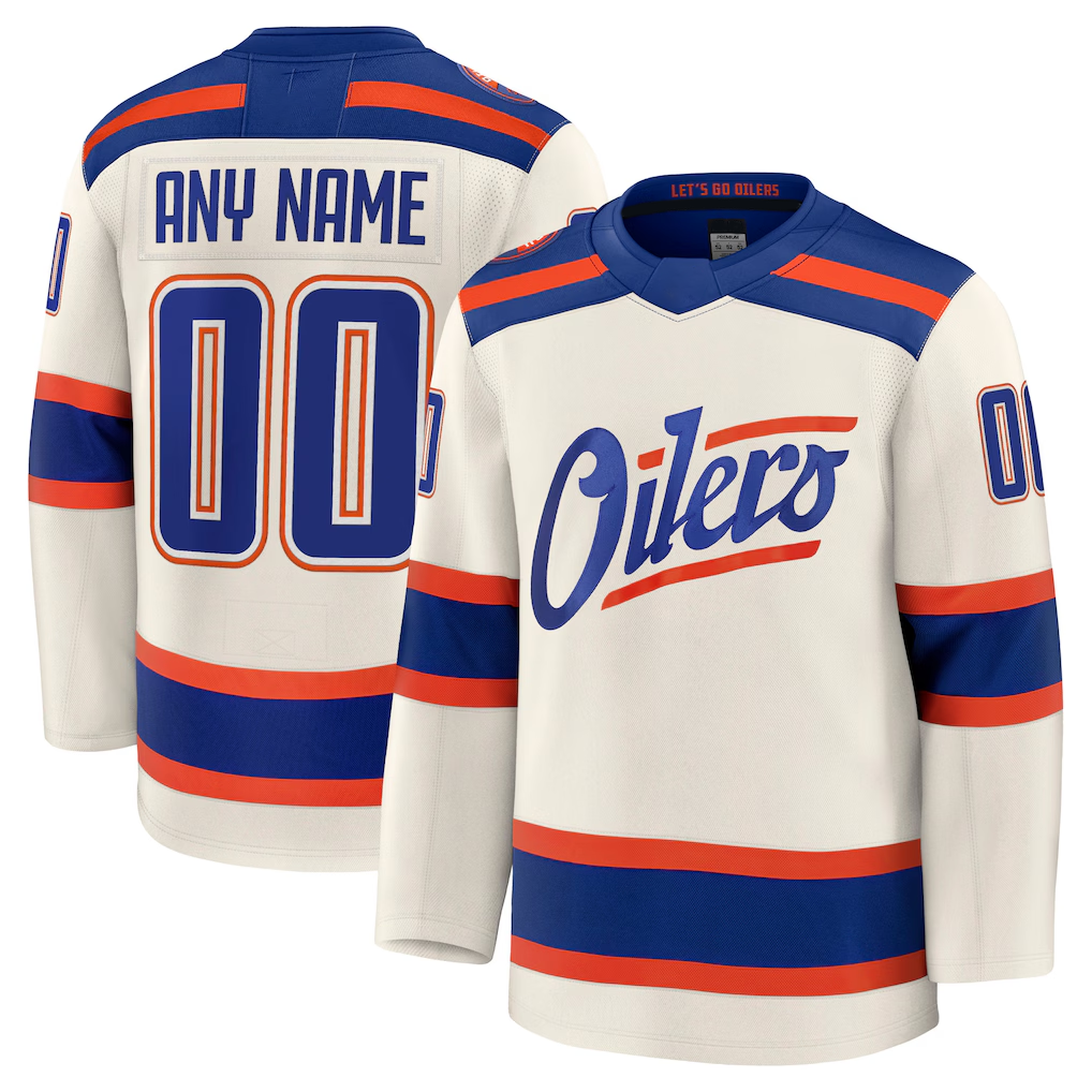 RedF Custom E.Oilers Light Beige Alternate Premium Jerseys
