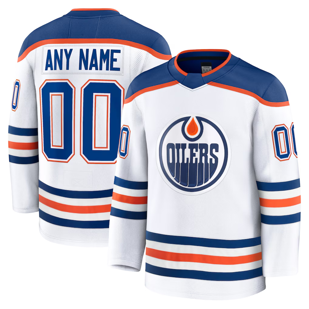 RedF Custom E.Oilers White Away Premium Jerseys