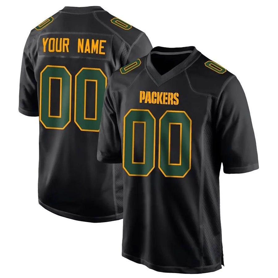 RedF Custom GB.Packers Black Fashion Game Stitched Jerseys