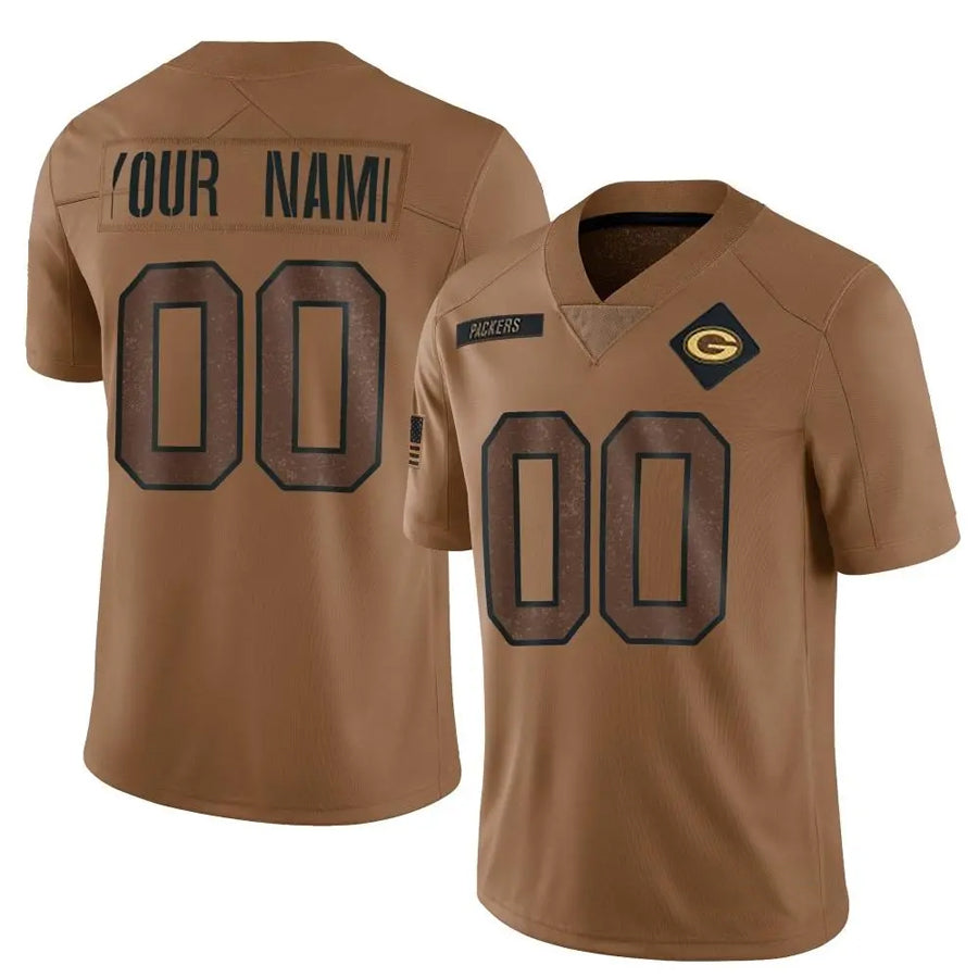 RedF Custom GB.Packers Brown Salute To Service Limited Stitched Jerseys