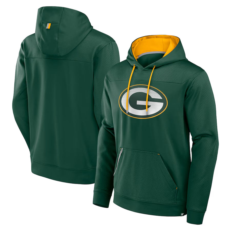 RedF Custom GB.Packers Green Defender Pullover Hoodie Game Stitched Jerseys
