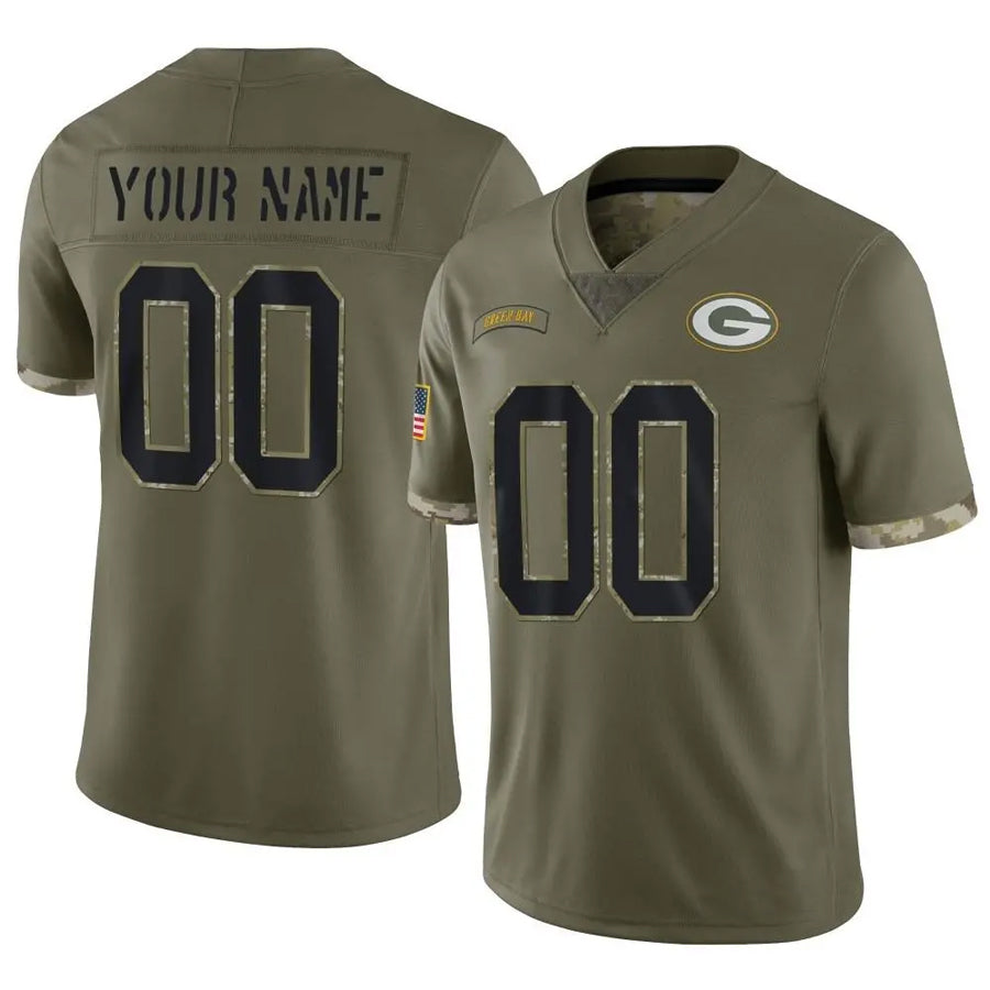 RedF Custom GB.Packers Salute To Service Olive Stitched Jerseys