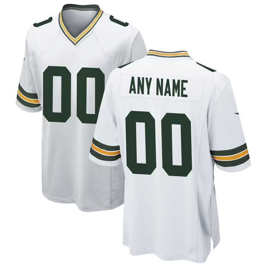 RedF Custom GB.Packers White Home Game Stitched Jerseys